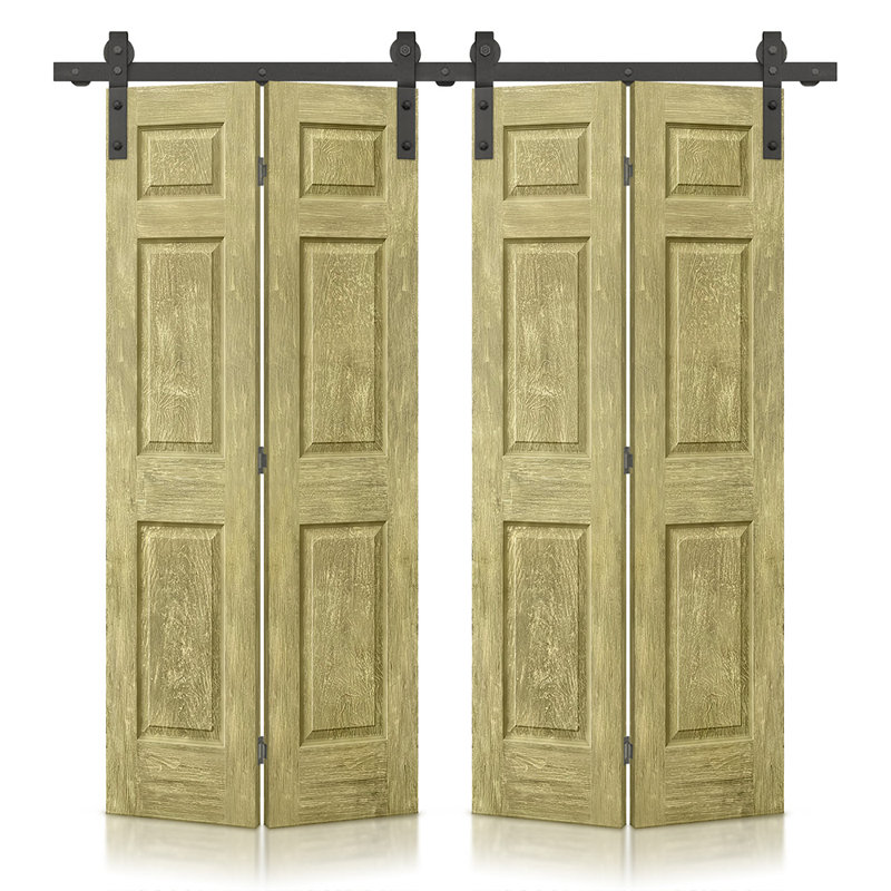 Portes de grange doubles en panneaux de fibres à densité moyenne composites avec ensemble de quincaillerie d'installation