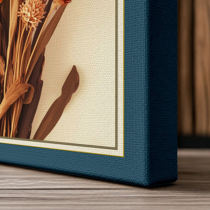 Red Study Botanical - Wrapped Canvas, 24x16 - 61.0 x 40.6 cm, Teal Border