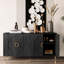 Buffet à 4 portes avec rangement de style moderne, noir patiné pour le salon, le vestibule, le couloir, le bureau, la cuisine et la salle à manger, laqué avec des portes, incroyable
