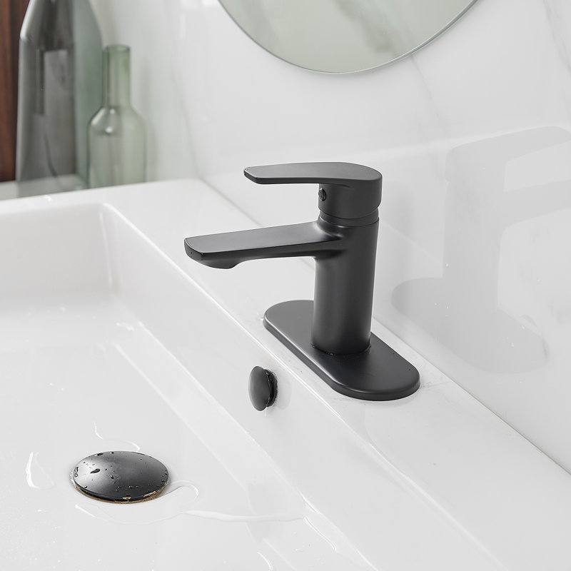 Single-Hole Single-handle Bathroom Faucet with Drain Assembly, Matte Black