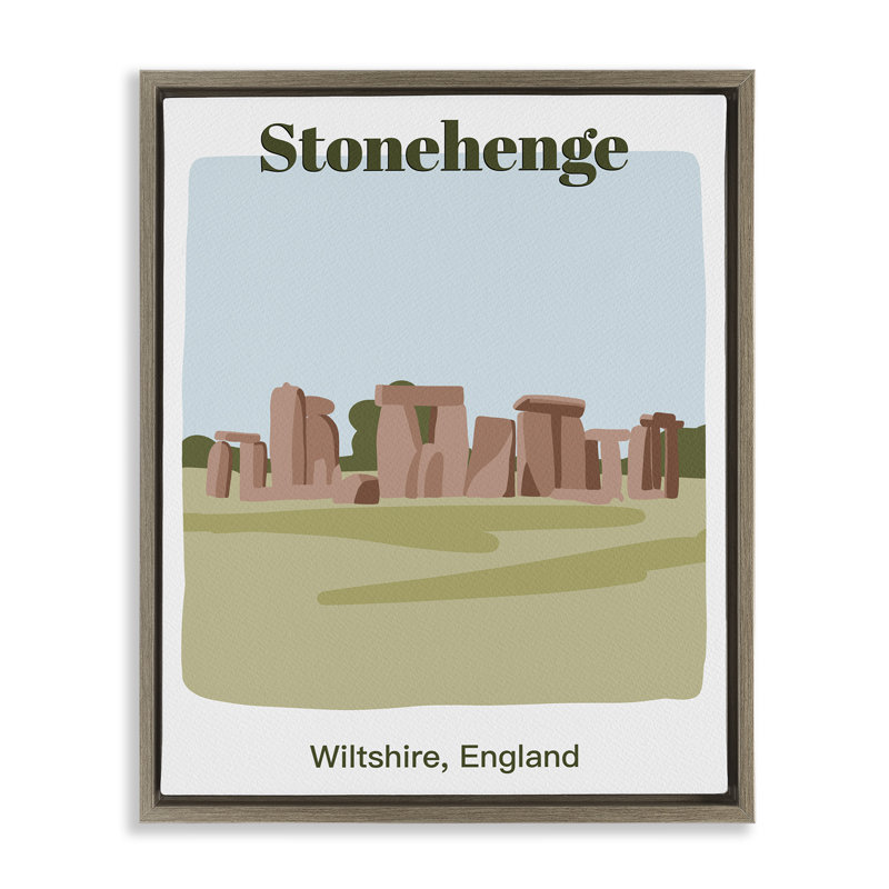 «Stonehenge Landmark Architecture», art mural encadré flottant par Regina Moore, Cadre flottant orme Montalcino