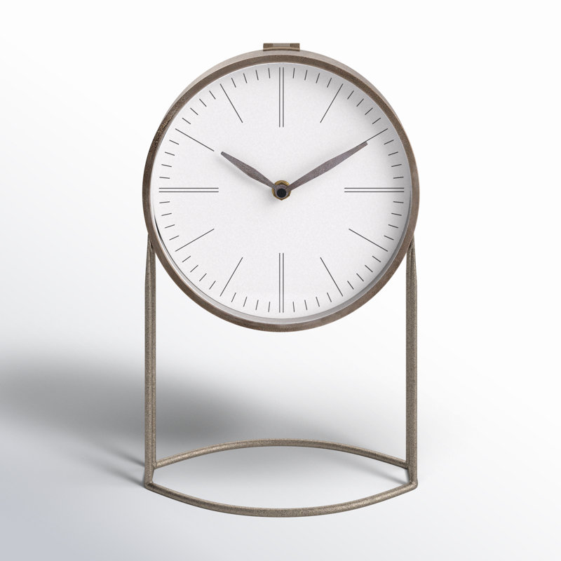 Kyles No Numbers Metal Quartz Movement / Crystal Tabletop Clock in Grey