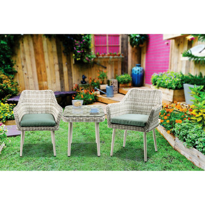 3Pc Patio Bistro Wicker  Set