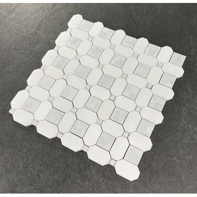 Carrelage mosaïque en marbre blanc Thassos