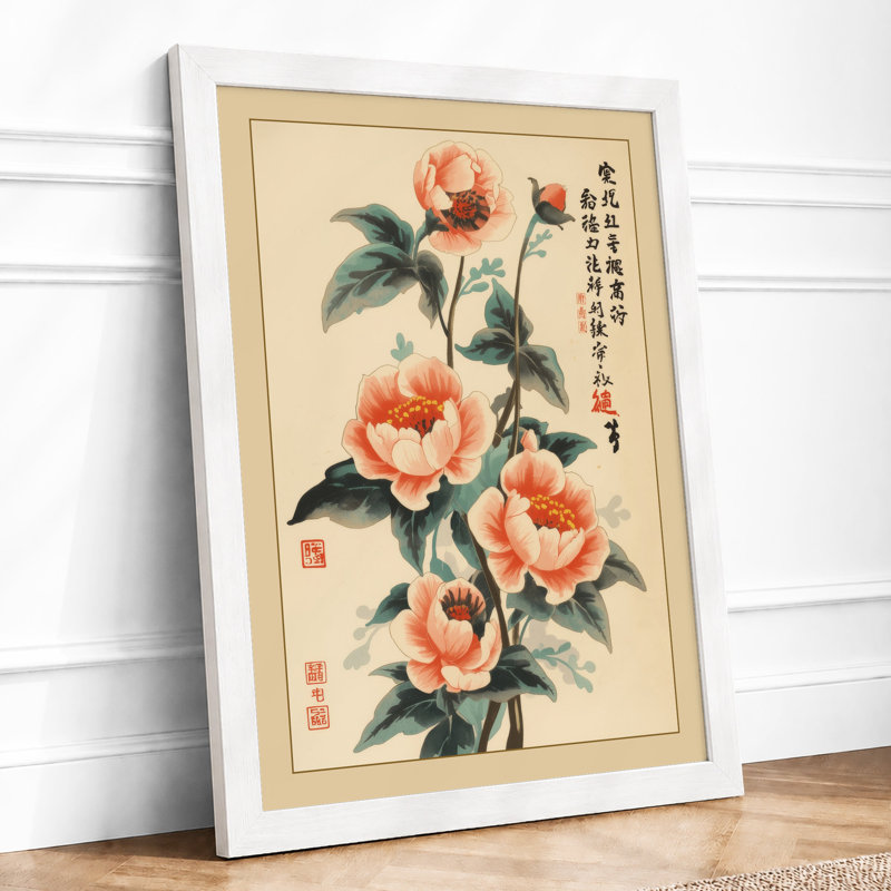 Peonies In Bloom Japandi - Print, A1 - 84.1 x 59.4 cm, White