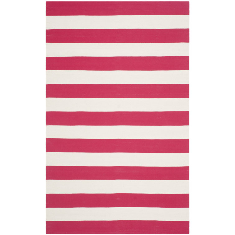 Brookvale Striped Hand-Woven Cotton Red/White Area Rug