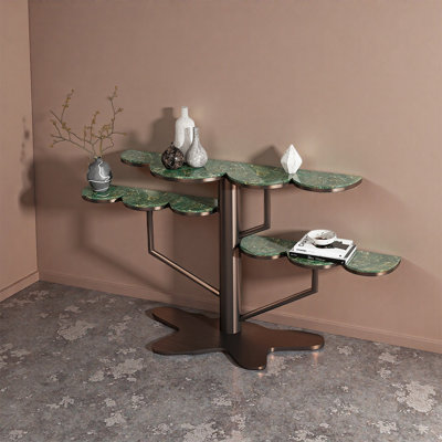 Table d'entrée en pierre frittée verte