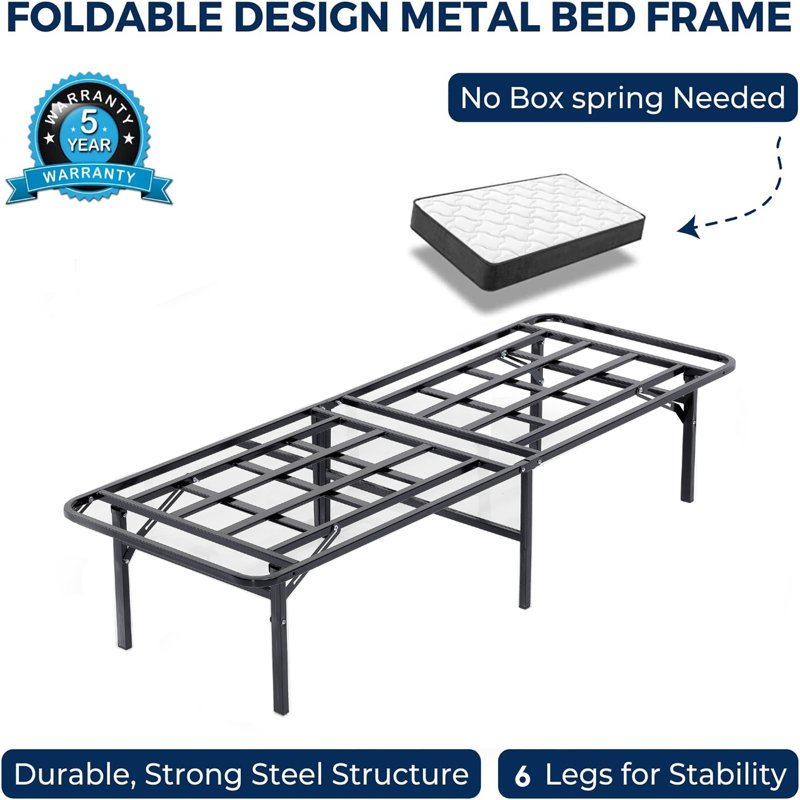 Noise Smartbase 3Ft Foldable Metal Platform Bed Frame Foundation/Basics, Solid Premium Steel Mesh Base, Single (3')