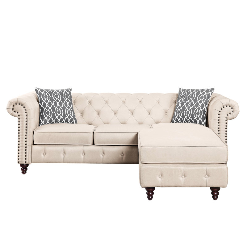 Canapé modulaire beige de 56 po de longueur, méridienne compacte et fonctionnelle de 3 po 65 po