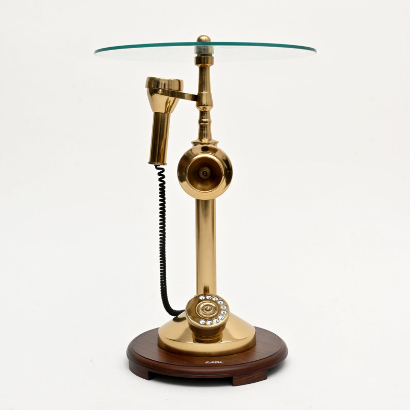 Table d'appoint | Table de téléphone en aluminium rétro | 25 po