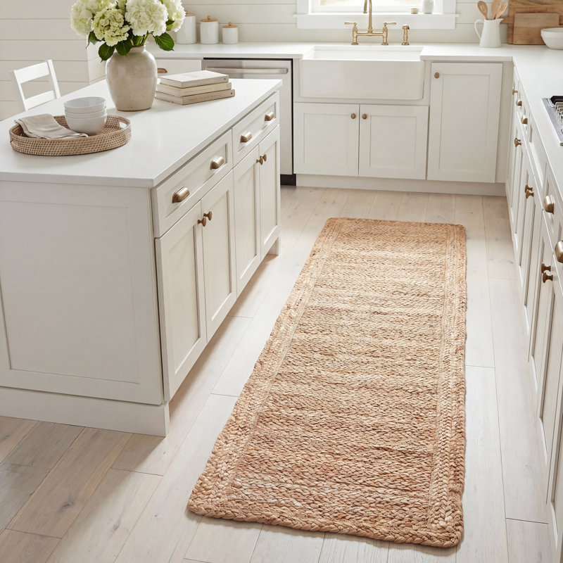 Weinman Natural Fiber Hand Loomed Jute Solid Color Rug, Runner 2'3" x 8'