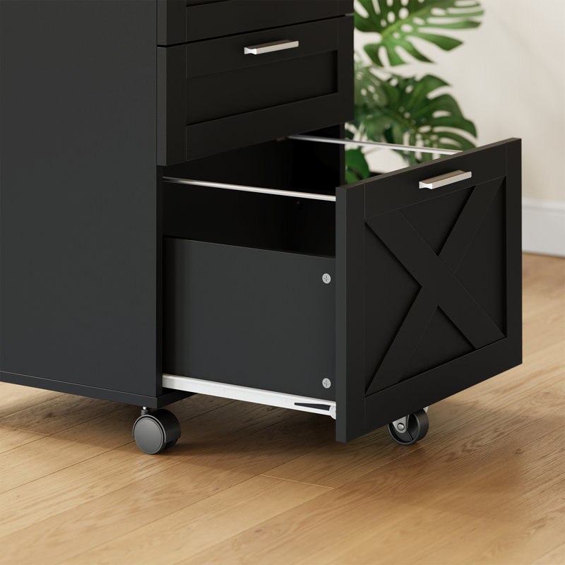 40cm Wide 3 -Drawer File Cabinet, Black