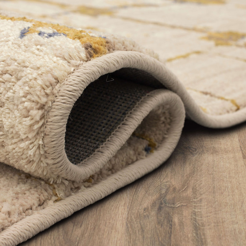 Contemporary Mirage Cream Abstract Synthetic Area Rug