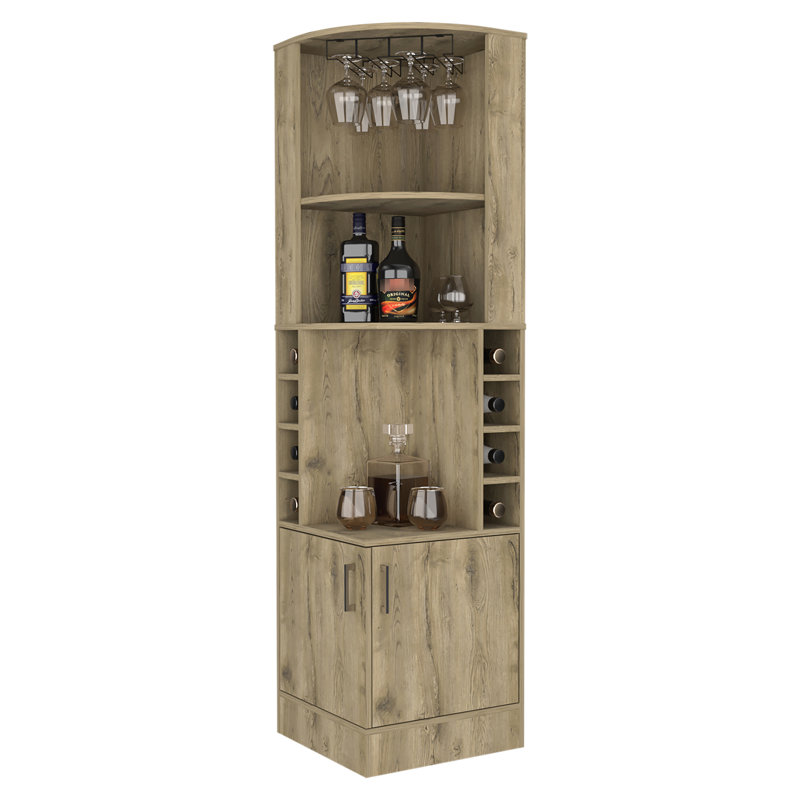 Bar à 2 tablettes et 8 tablettes pour ranger les boissons avec amplement d'espace de rangement, Beige