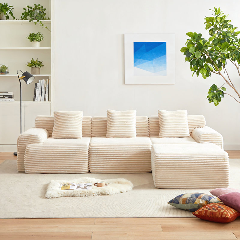 Modular Sofa Boneless Couch, Beige