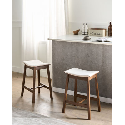 Upholstered Counter Stool with Solid Wood Frame