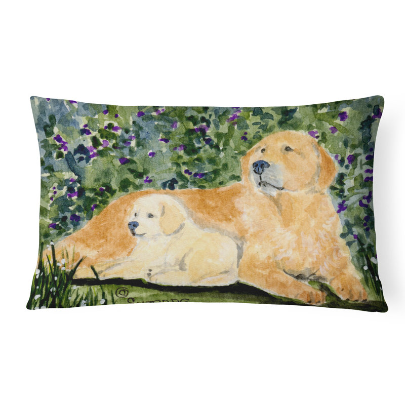 Golden Retriever Outdoor Reversible Throw Pillow