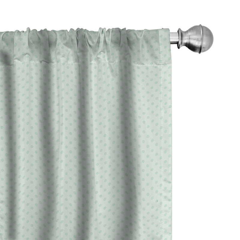 Rideaux 4 panneaux menthe East Urban Home, pois nostalgiques, vert amande, L 56 po x L 84 po