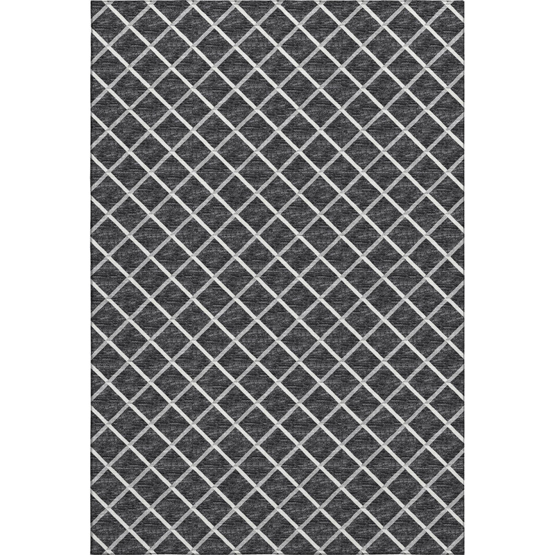 Premium Machine Washable Uran AMF140 Black Rug, Rectangle 10' x 14'