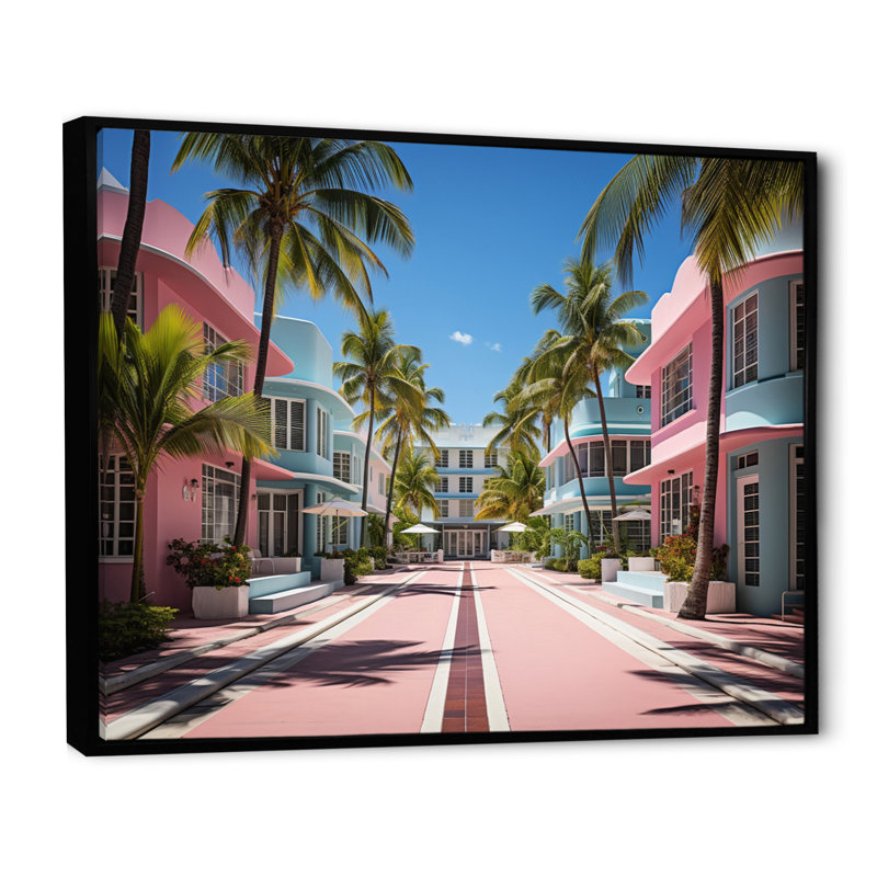 États-Unis Miami Resort Vibes, H 12 po x l 20 po x P 1 po, Cadre flottant noir