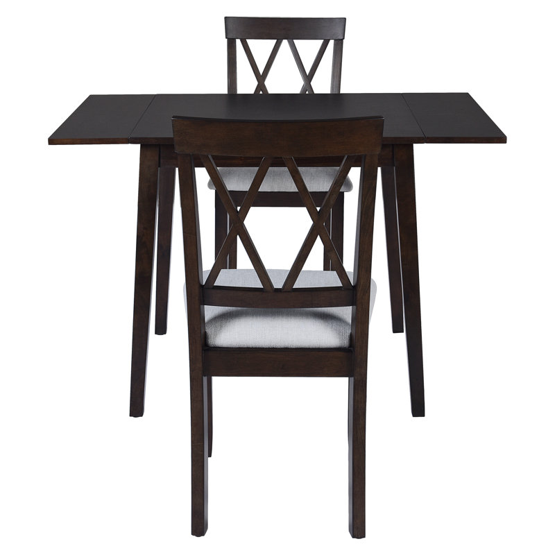 Ensemble de salle à manger 3 pièces avec table à abattants et 2 chaises rembourrées, ensemble de salle à manger pour petits espaces
