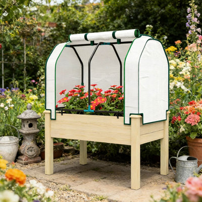 Lit de jardin surélevé compact avec une structure, un couvre-pot et des trous de drainage pour la santé des plantes avec beaucoup d'espace, un matériau respirant et une longévité de la housse