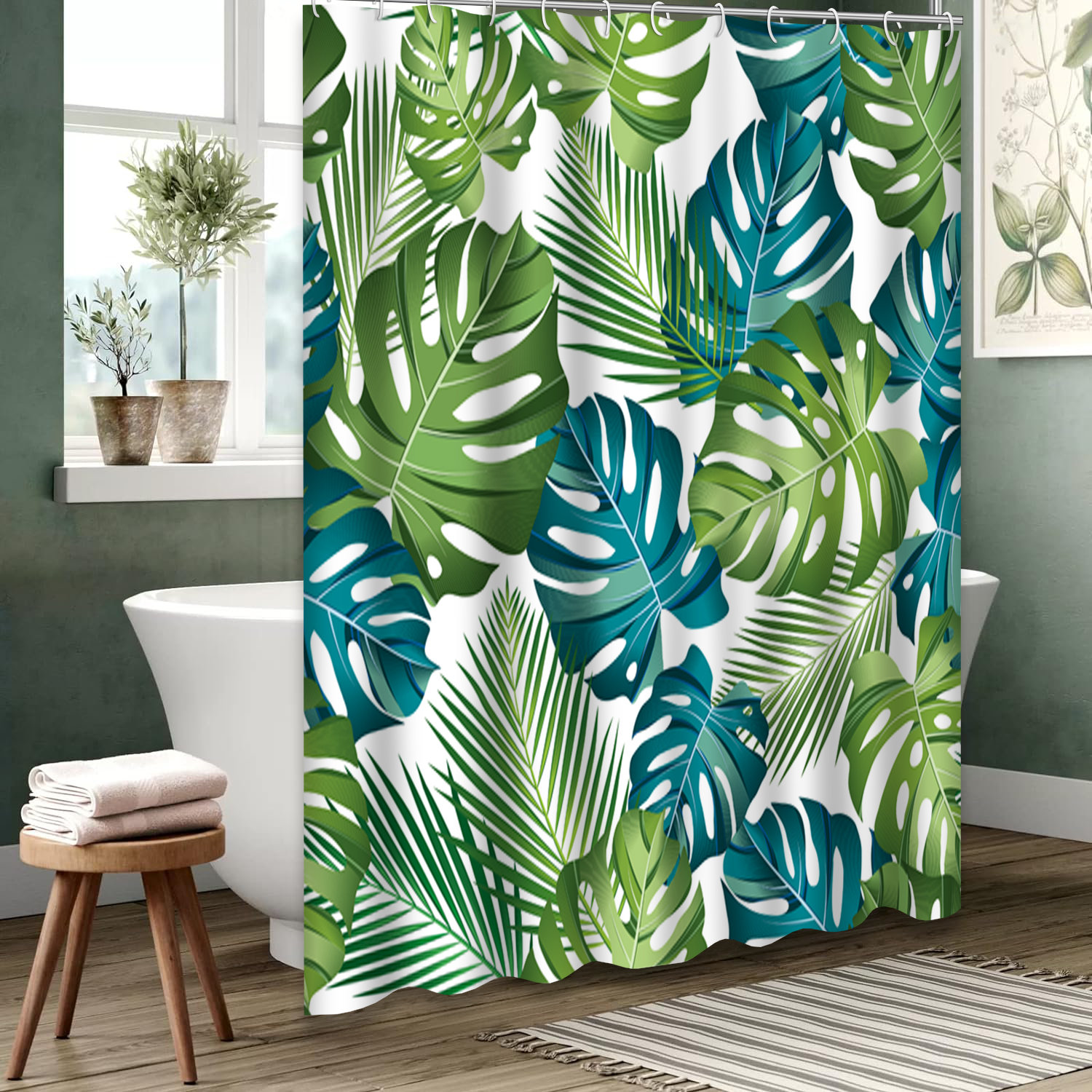 Tropical Leaf Shower Curtain