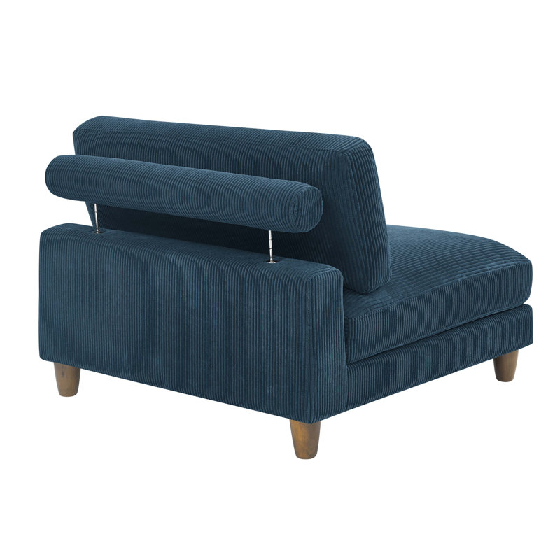 Saladino Upholstered Slipper Chair, Dark Blue Corduroy