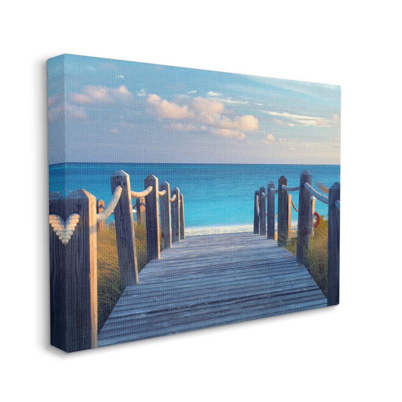 Au-545-Canvas Summer Boardwalk Beach View on Canvas par Dennis Frates, photographie, H 16 po x l 20 po x P 1,5 po