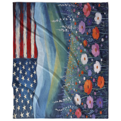 Landscape With US Flagsmall Velveteen Blanket