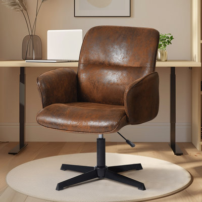 Upholstered Task Chair Cross Leg Vanity Chair Swivel Adjustable Height for Home Office
