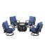 Ensemble de table de foyer en aluminium noir avec quatre fauteuils club-157911667