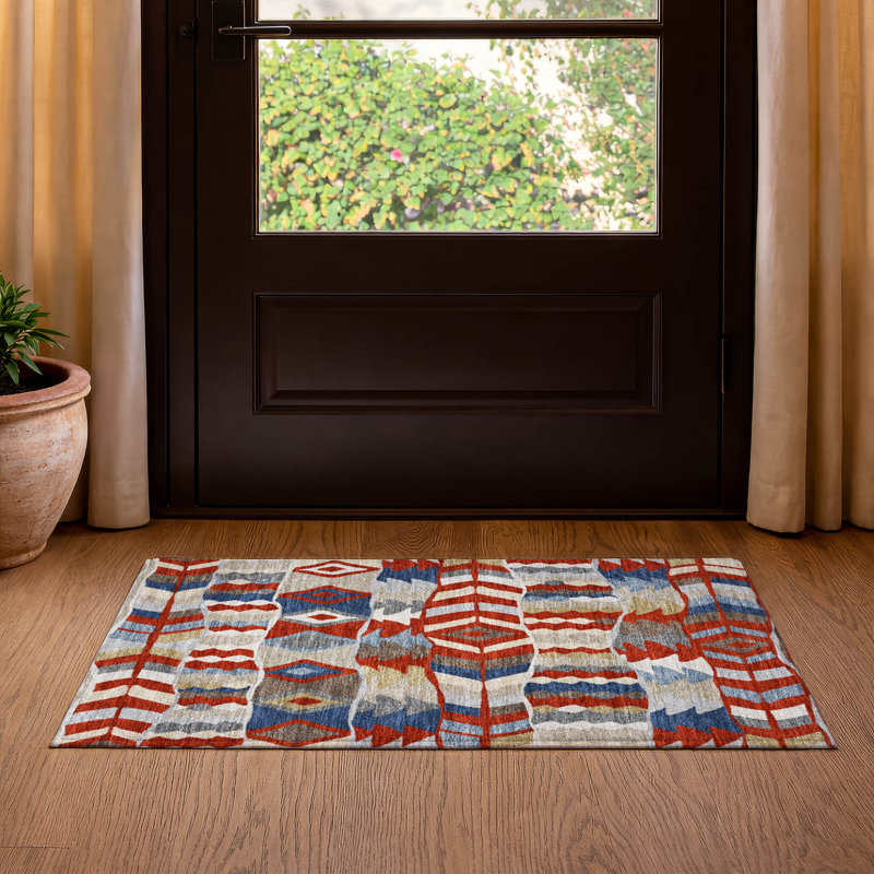 Machine Washable Indoor/Outdoor Chantille ACN2844 Lodge Rug, Red, 2'6" x 3'10"