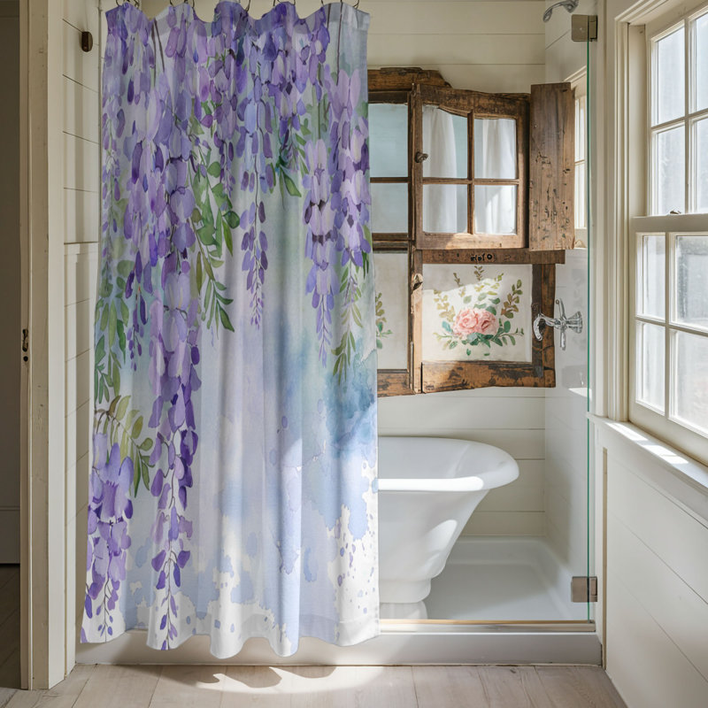 Rideau de douche 1 pièce Soft Wisteria Designs, H 74 po x l 71 po