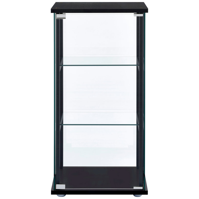 3 - Shelf Black Glass Curio Cabinet With Tempered Glass, Providing Ample Storage In Living Areas, 14.09 Inches Deep A Clear Door, Adding Modernity To Your Primary Space, 33.5H X 16.71W 14.09D