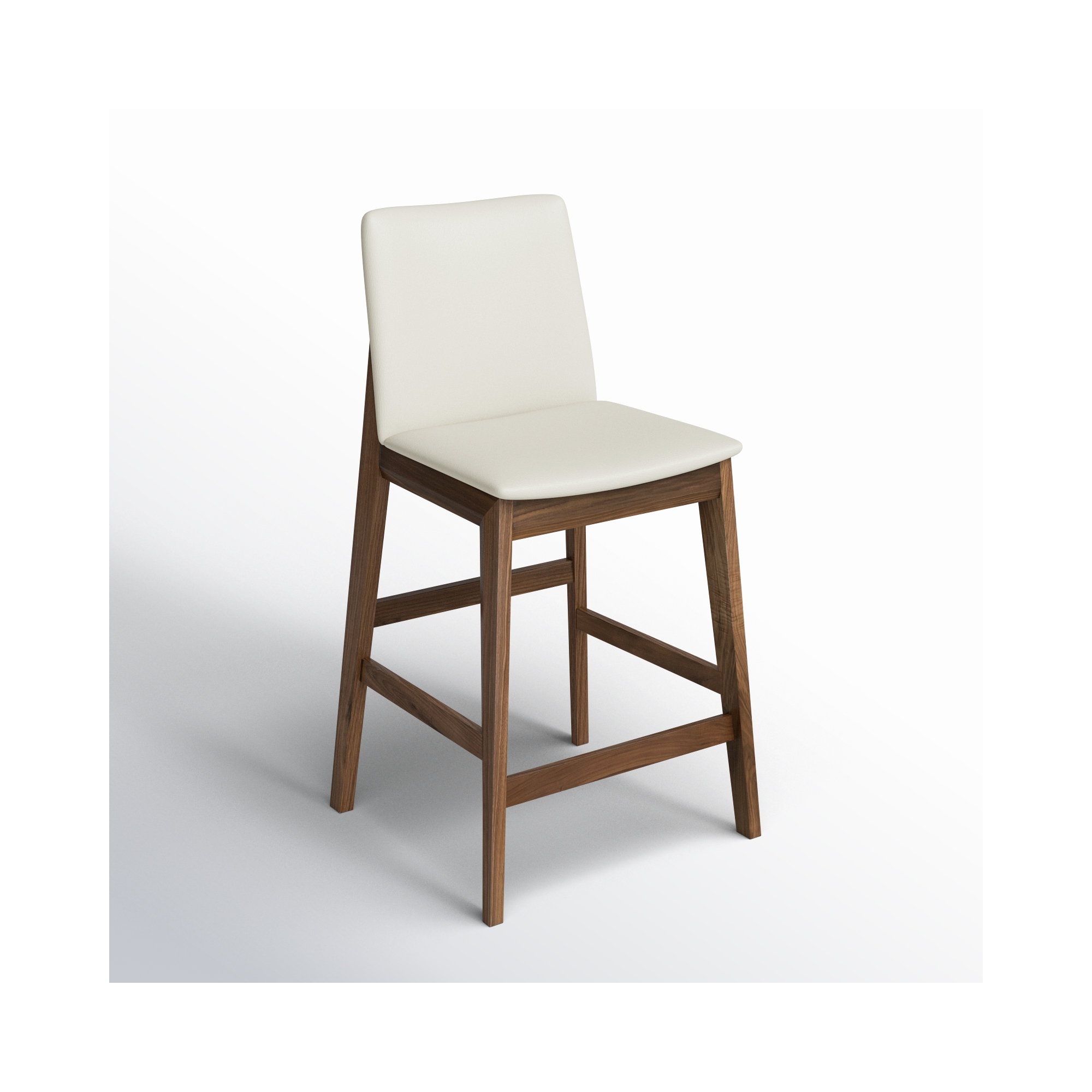 Anrey Counter Stool White PVC, Walnut, Counter Stool (26” Seat Height)