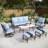 Asfand 5-Person Metal Patio Conversation Set with Swivel Lounge Chairs-101303673-101628571