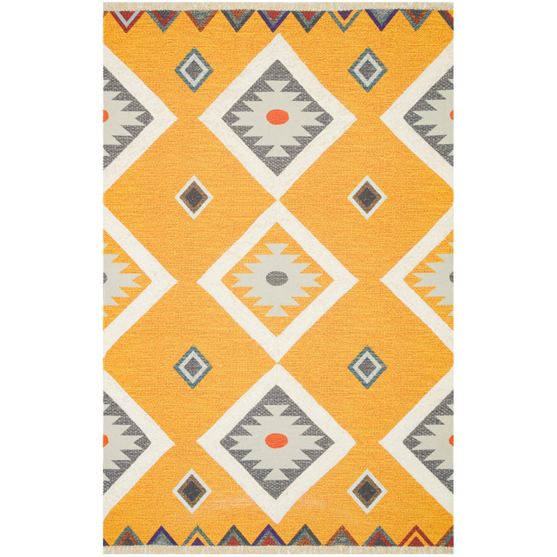Tapis intérieur / extérieur en coton Iyleen, Rectangle 3 pi 11 po x 5 pi 11 po