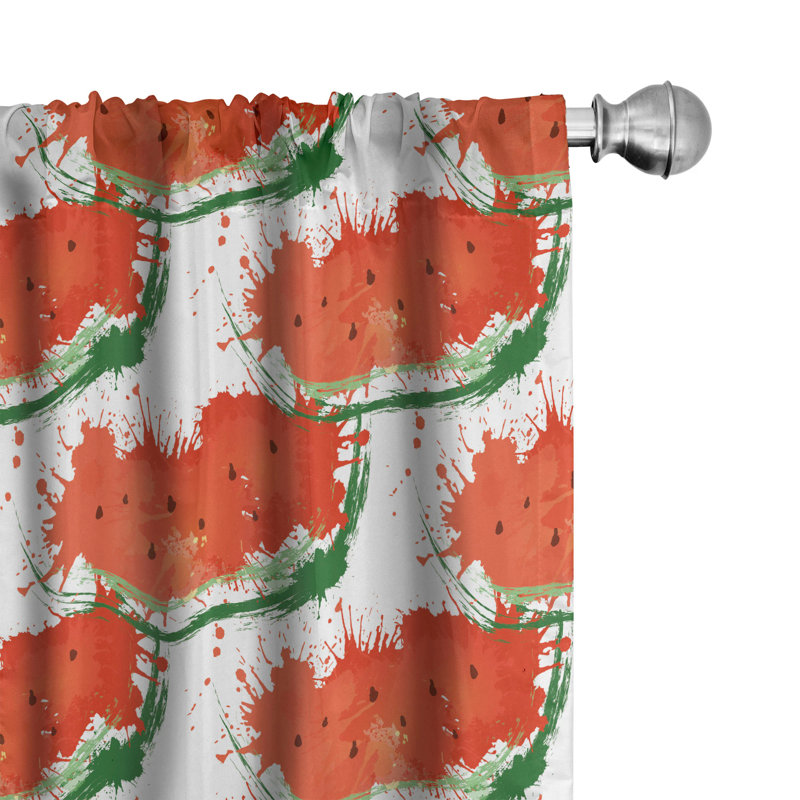 Paire de rideaux semi-transparents avec passe-tringle Watermelon, 28 po x 95 po