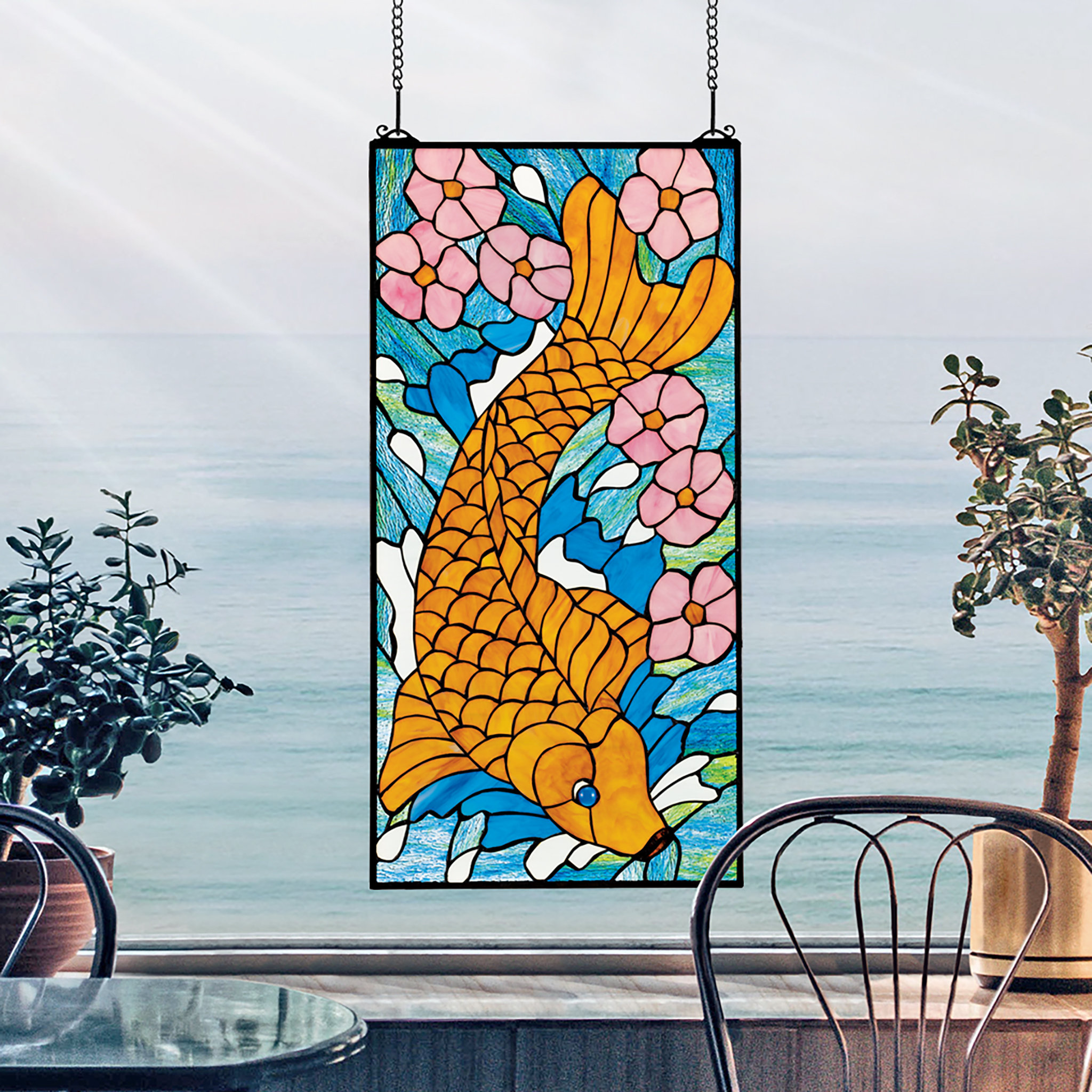 Design Toscano Pannello In Vetrata Artistica – L'Albero Della Vita – Vetrata Colorata A Piombo, Ispirata A Tiffany, Decorazione Da Parete O Finestra 24x34.5 Cm