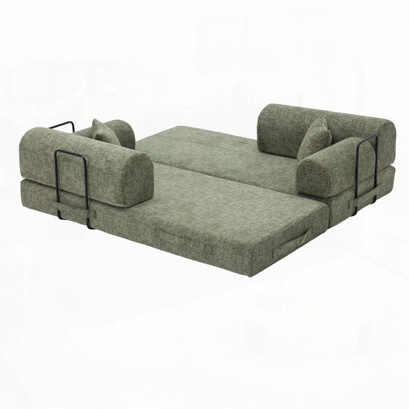 Convertible Sofa Floor Sofa Lounge Couch, Green
