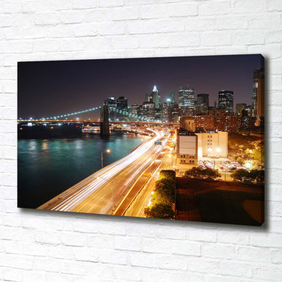 New York By Night - No Frame Print on Canvas