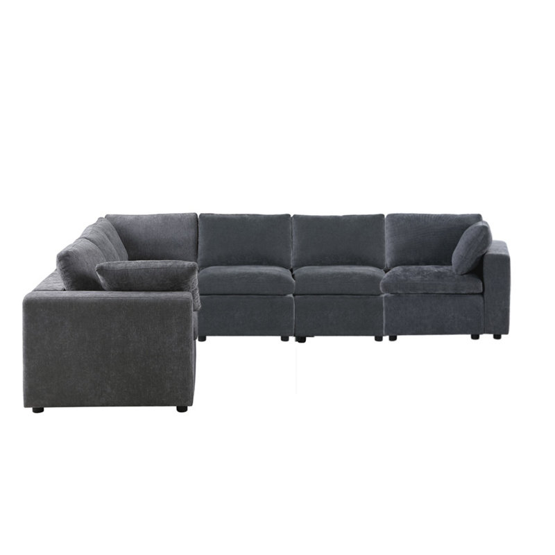 Modern Module L-Shaped Sectional Corner Sofa,5-Seat Sofa,Customizable Modular Couch, Chenille, 33.85" H x 123" W x 96" D