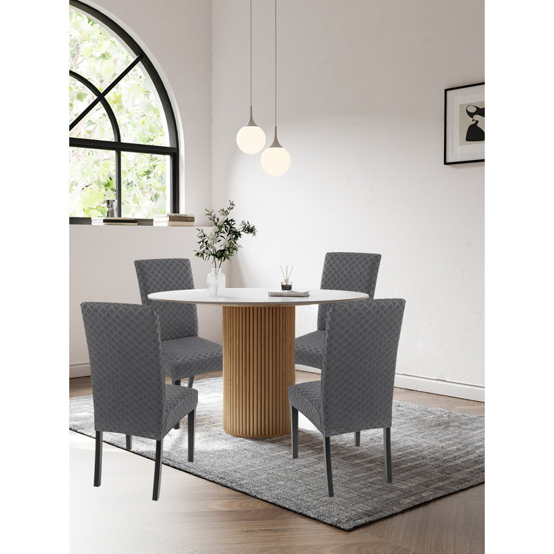 Housses de chaises de salle à manger, jacquard extensible, ensemble de 6, Gris