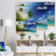 «Sunset Beach with Palm», reproduction de photo sur métal-820909821-820909822