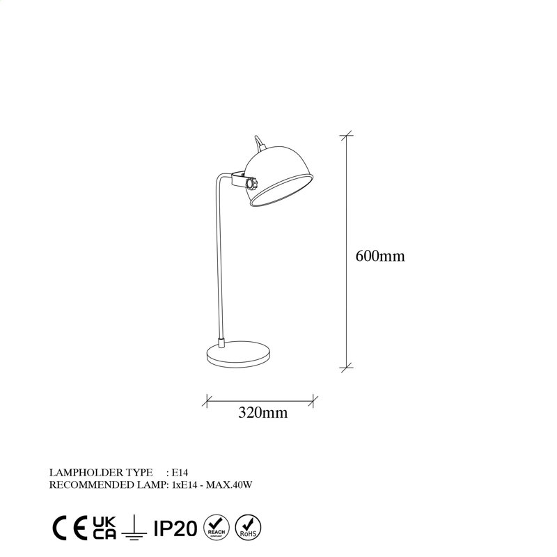 Lampe de bureau METAL BODY, Or
