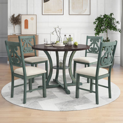Ensemble de table de salle à manger 5 pièces avec pieds de forme spéciale et tablette de rangement, parfait pour les repas en famille et les invités