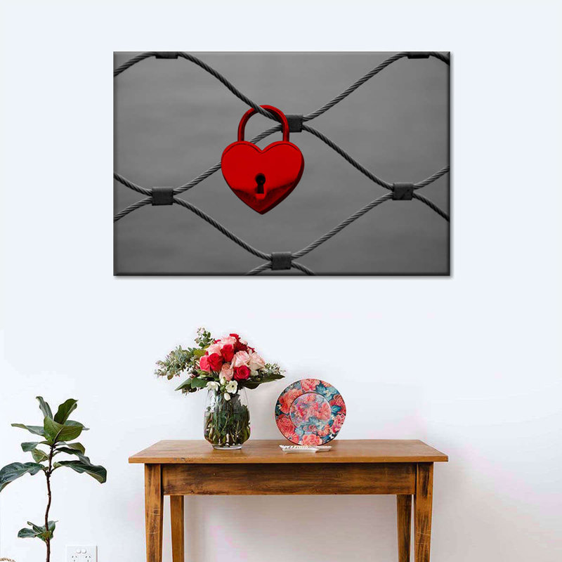 Impression sur toile Heart Heart Lock, H 8 po x l 12 po x P 1 po
