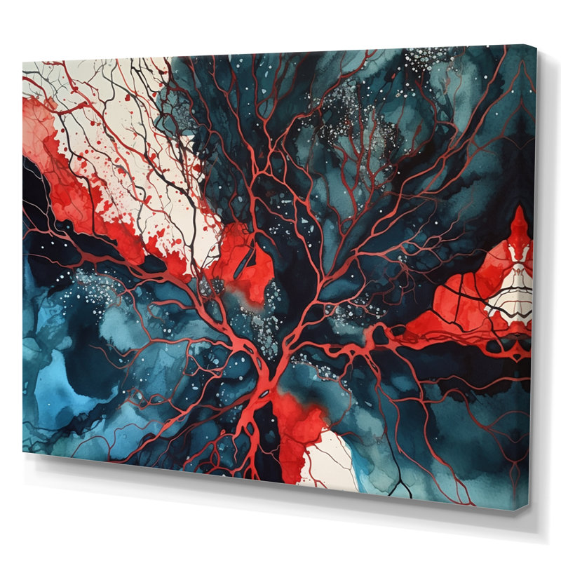 Encre liquide Bodenhamer Blue Red Captivating III, H 30 po x l 40 po x P 1,5 po, Toile tendue
