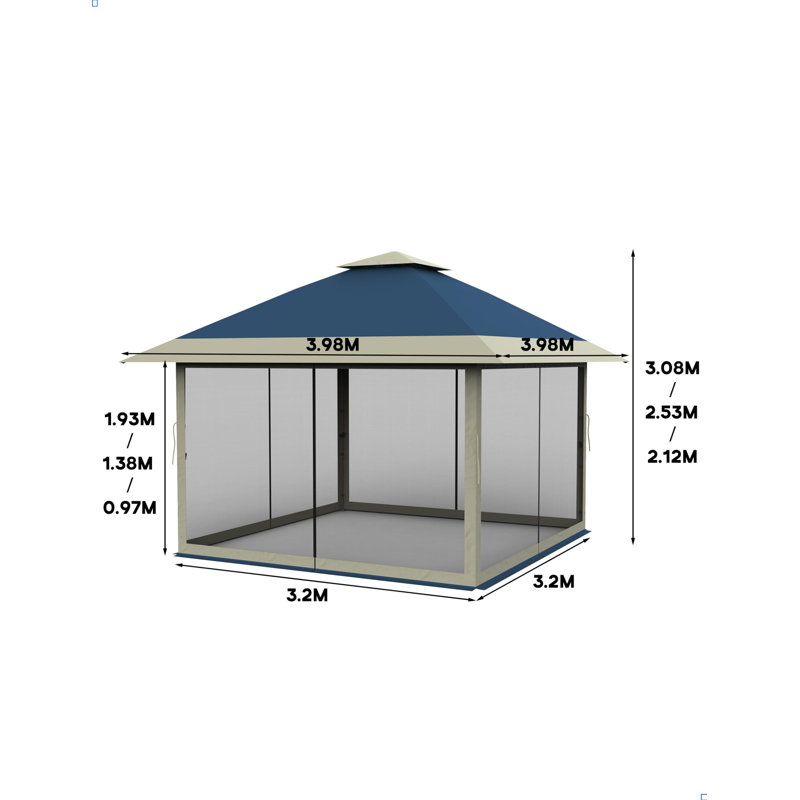 13 Ft. W x 13 Ft. D Metal Dome Gazebo, Blue